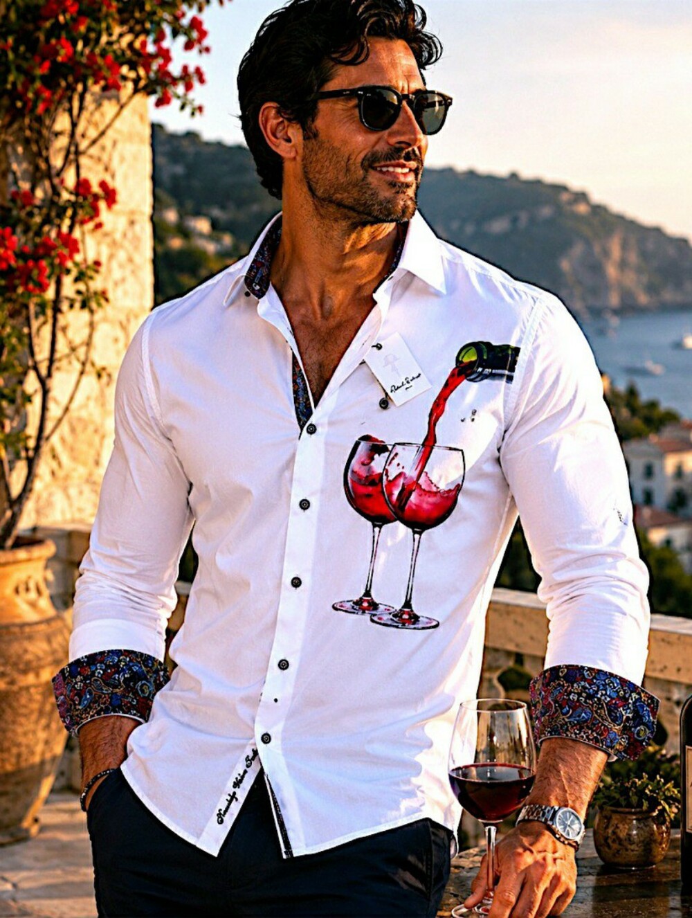 NEW Robert Graham Embroidered Drinks $228 4XL White Classic Fit Sport Shirt